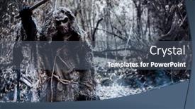  Presentation with creepy forest - Presentation theme enhanced with creepy-scarecrow-with-a-canvas background and a gray colored foreground