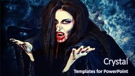  Presentation with vampire - PPT theme featuring creepy scary ghost - bloodthirsty vampire flying background and a wine colored foreground