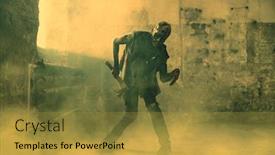  Presentation with scary halloween - Cool new slide deck with zombie at ruins halloween horror backdrop and a gold colored foreground