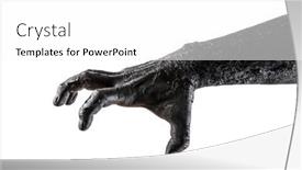  Presentation with creepy - Colorful presentation design enhanced with creepy-zombie-hand-isolated backdrop and a white colored foreground