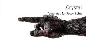  Presentation with creepy - Audience pleasing presentation design consisting of creepy-zombie-hand-isolated backdrop and a white colored foreground
