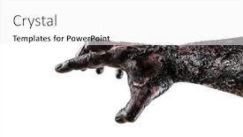  Presentation with creepy - Slide set featuring creepy-zombie-hand-isolated background and a white colored foreground
