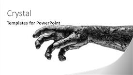  Presentation with creepy - PPT theme featuring creepy-zombie-hand-isolated background and a white colored foreground