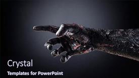  Presentation with zombie - Amazing PPT theme having creepy-zombie-hand-over-dark backdrop and a wine colored foreground