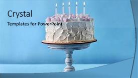  Presentation with birthday cake - PPT theme with creme - birthday cake with marshmallows background and a light blue colored foreground