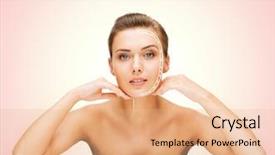  Presentation with anti age - Slides with creme anti age - beauty and skin care concept background and a coral colored foreground