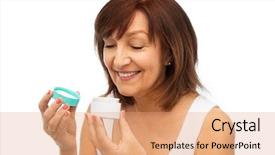  Presentation with beauty cosmetics - Audience pleasing PPT layouts consisting of creme anti age - beauty skincare and cosmetics concept backdrop and a  colored foreground