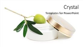  Presentation with anti age - Slide deck consisting of creme anti age - jar of cream background and a white colored foreground