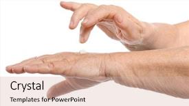  Presentation with cream - PPT theme having creme anti age - senior woman applying hand cream background and a lemonade colored foreground