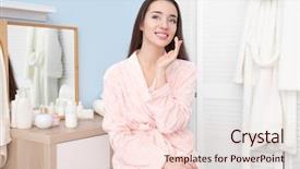  Presentation with cream - Presentation consisting of creme anti age - young woman applying face cream background and a lemonade colored foreground