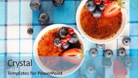  Presentation with burnt - Presentation design featuring creme brulee cream brulee burnt background and a light blue colored foreground