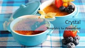  Presentation with burnt - Audience pleasing presentation theme consisting of creme brulee cream brulee burnt cream with fruits and berries backdrop and a light blue colored foreground