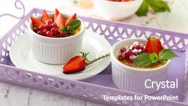  Presentation with strawberries - Slide set enhanced with creme brulee dessert with fresh background and a  colored foreground