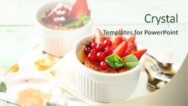  Presentation with strawberries - PPT layouts having creme brulee dessert with fresh background and a  colored foreground
