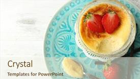  Presentation with strawberry - Slide deck featuring creme brulee dessert with fresh background and a cream colored foreground