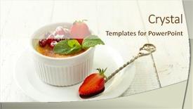  Presentation with creme caramel dessert - PPT theme enhanced with creme brulee dessert with fresh background and a cream colored foreground