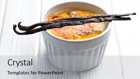  Presentation with vanilla - PPT theme having creme brulee in ceramic bowl background and a light gray colored foreground