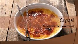  Presentation with wood - Audience pleasing PPT layouts consisting of creme brulee on wood backdrop and a  colored foreground