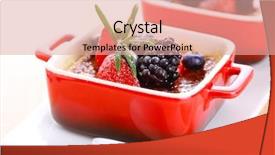  Presentation with berries - Cool new PPT theme with creme brulee with fresh berries backdrop and a coral colored foreground