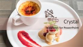  Presentation with chocolate - PPT theme with creme brulee with fresh fruit background and a  colored foreground