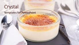  Presentation with creme caramel dessert - Slide deck having creme brulee background and a lemonade colored foreground