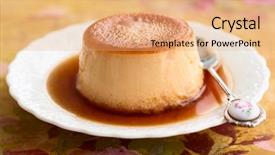  Presentation with spoon - Cool new theme with creme caramel on plate backdrop and a coral colored foreground