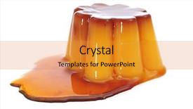  Presentation with sauce - Theme having creme caramel topped with caramel background and a gold colored foreground