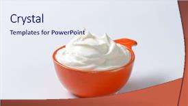  Presentation with bowl - PPT layouts having healthy fresh plain yogurt - creme fraiche in an orange background and a sky blue colored foreground