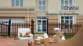  Presentation with outside the box - Slide set with creme tones of cardboard box background and a mint green colored foreground