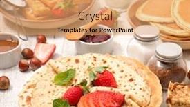  Presentation with pancake - Slides enhanced with crepe pancake and waffle collection background and a coral colored foreground
