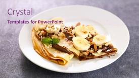  Presentation with chocolate nuts - Slide set featuring crepe-with-chocolate-and-banana background and a sky blue colored foreground