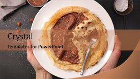  Presentation with spread - Presentation design consisting of crepe with chocolate spread background and a coral colored foreground