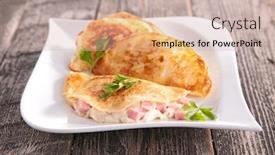  Presentation with bacon - Cool new PPT theme with crepe-with-cream-and-bacon backdrop and a soft green colored foreground