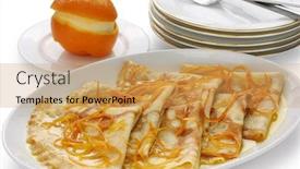  Presentation with dessert - Presentation with crepes-suzette-french-dessert background and a coral colored foreground