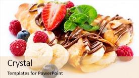  Presentation with white chocolate - PPT layouts featuring crepes with banana chocolate background and a lemonade colored foreground