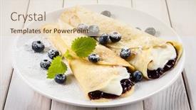  Presentation with blueberries - Theme with crepes-with-blueberries-and-cream background and a lemonade colored foreground