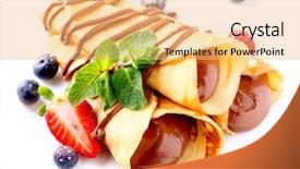  Presentation with berries - Slide set having crepes with chocolate cream background and a yellow colored foreground