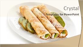  Presentation with kiwi - Theme enhanced with crepes with kiwi and cream on white background background and a lemonade colored foreground