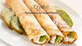  Presentation with kiwi - Beautiful theme featuring crepes with kiwi and cream on white background backdrop and a lemonade colored foreground