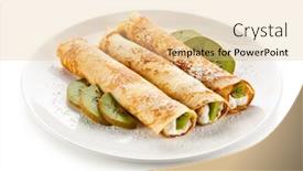  Presentation with kiwi - PPT theme consisting of crepes with kiwi and cream on white background background and a lemonade colored foreground