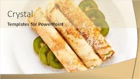 Presentation with kiwi - Cool new PPT layouts with crepes with kiwi and cream on white background backdrop and a blonde colored foreground