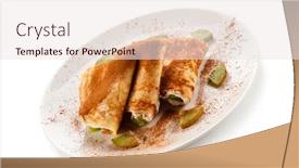  Presentation with kiwi - Theme having crepes with kiwi and cream on white background background and a sky blue colored foreground