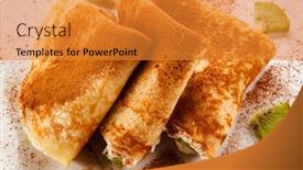  Presentation with kiwi - Beautiful PPT layouts featuring crepes with kiwi and cream on white background backdrop and a gold colored foreground