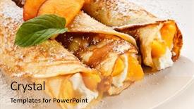  Presentation with cream - Audience pleasing PPT theme consisting of crepes with peaches and cream backdrop and a yellow colored foreground