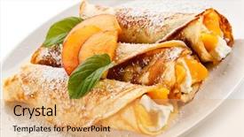  Presentation with cream - Beautiful PPT theme featuring crepes with peaches and cream backdrop and a coral colored foreground