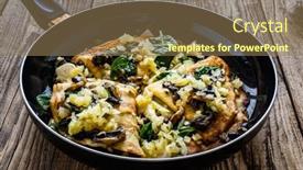  Presentation with spinach - Slide set consisting of crepes-with-spinach-fried-mushrooms background and a coral colored foreground