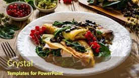  Presentation with spinach - PPT layouts having crepes-with-spinach-fried-mushrooms background and a tawny brown colored foreground