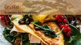  Presentation with spinach - Presentation theme enhanced with crepes-with-spinach-fried-mushrooms background and a coral colored foreground