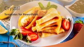  Presentation with strawberries - Audience pleasing slide deck consisting of crepes-with-strawberries-and-jam backdrop and a yellow colored foreground