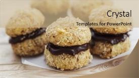  Presentation with walnut - Slide deck featuring chocolatier - crescent cookies homemade chocolate walnut background and a coral colored foreground